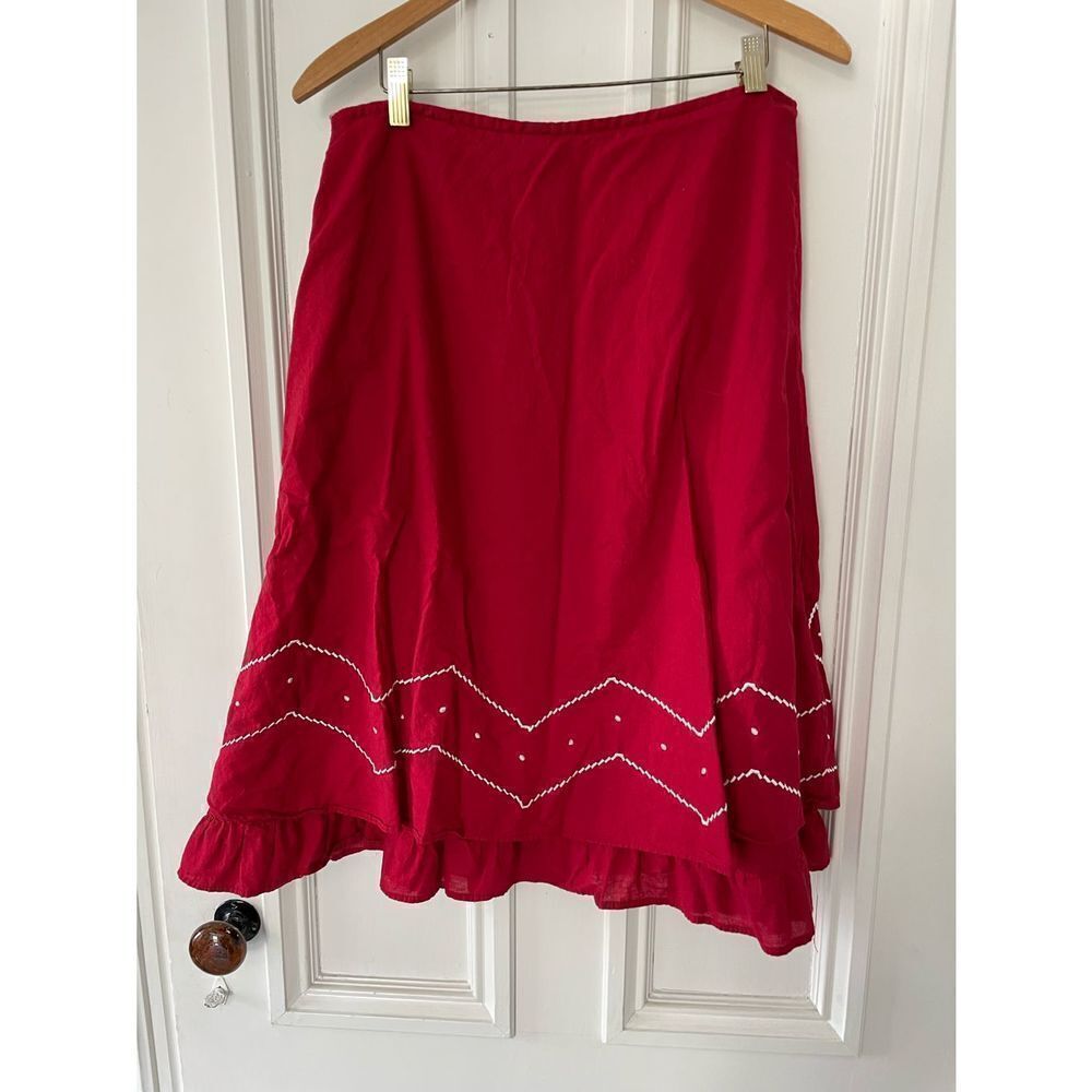 R.Q.T. Red with white embroidered cotton skirt 10